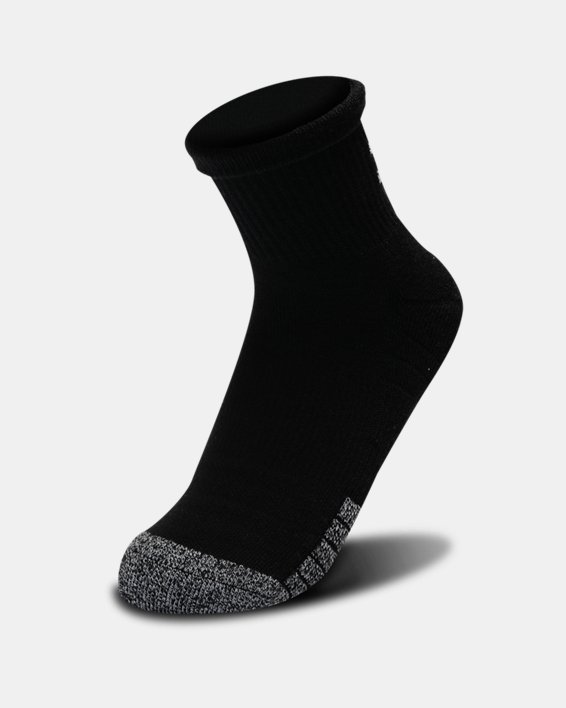 Unisex HeatGear® Quarter Socks 3-Pack in Black image number 1